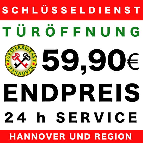 Schlüsseldienst Türöffnung zum Endpreis von 59,90 € – 24 h Service für Hannover und Region