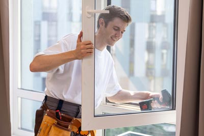 Fachmann montiert eine abschließbare Fenstersicherung zum Einbruchschutz in Bemerode